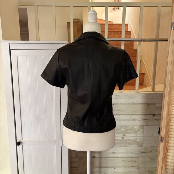 Wilsons Maxima Leather Moto Zip Short Sleeve Jacket Womens Small Punk Grunge Y2K - Picture 3 of 14